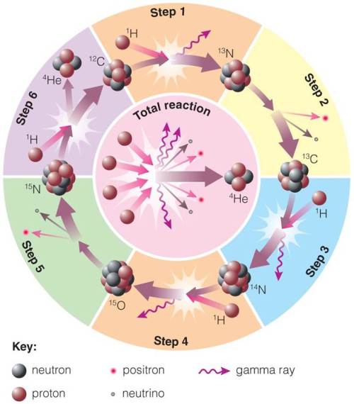 The CNO Cycle by which hydrogen is fused into helium in stars more massive than the Sun.